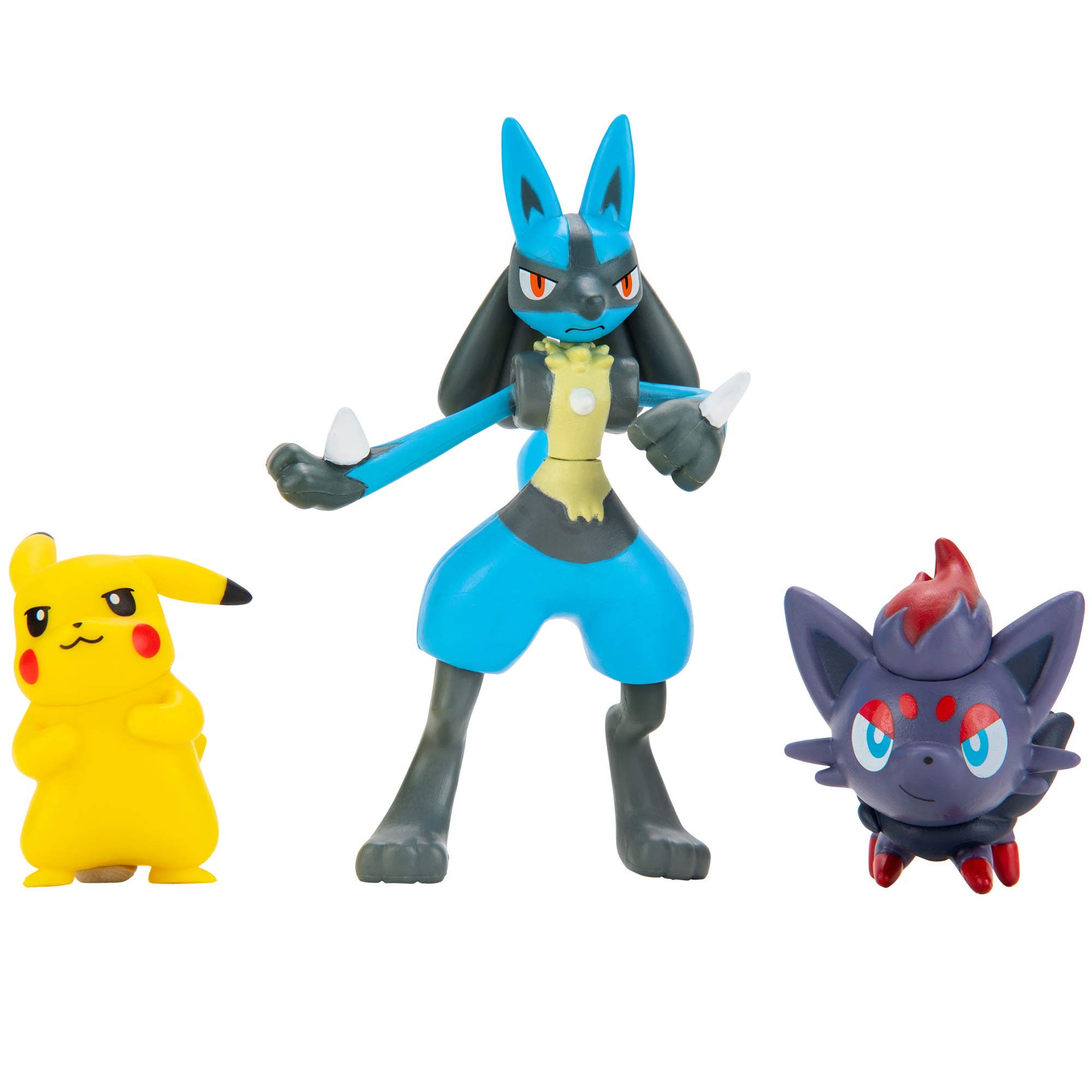 Pokemon Battle Figure Set- Comes with Pikachu, Zorua, Lucario