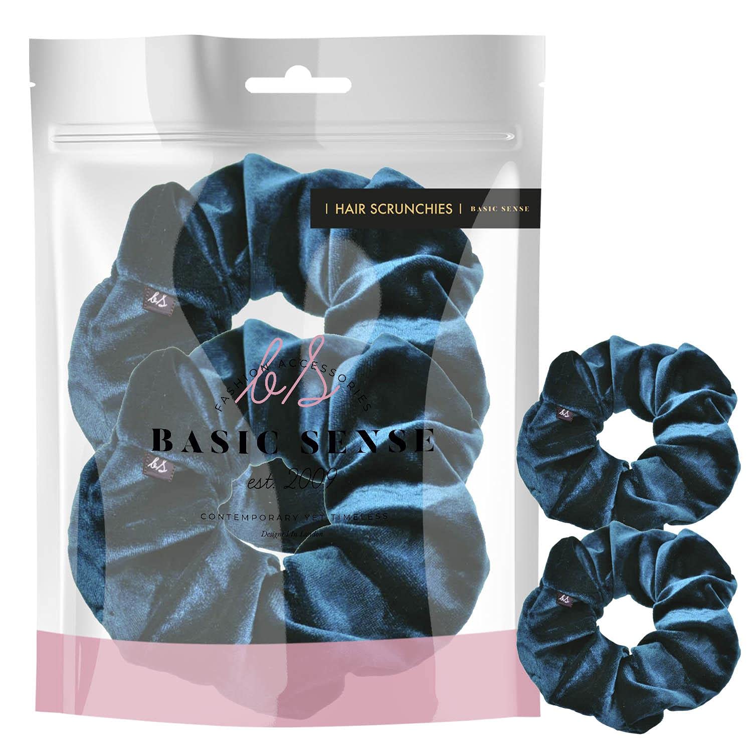 2 PCS Premium Large Hair Velvet Scrunchies Ties Bands Updo Ponytail Bobble Scrunchy Holder For Women Girl Kids, Teal Blue