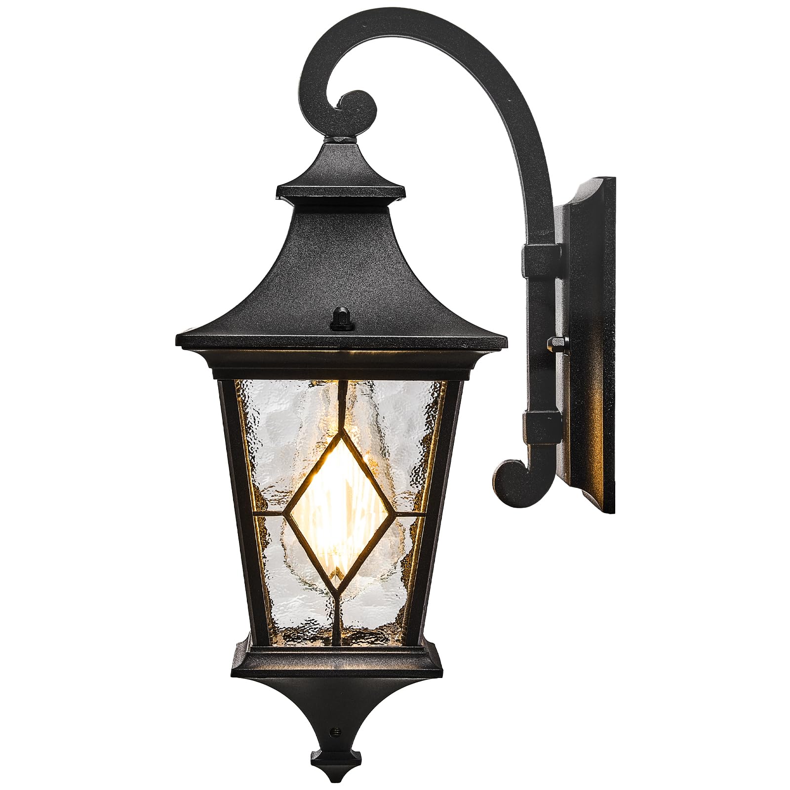 Photo 1 of NAXTTII Outdoor Sconce Lights Black Porch Lights Outdoor Aluminum Waterproof Exterior Lighting Fixtures with Water Ripple Handmade Solder Glass E26 Socket