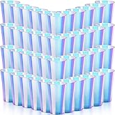Jingmore 100 Pcs Iridescent Plastic Cups Rainbow Cups Holographic Party Clear Glitter Shiny Plastic Tumblers for Wedding Birthday Bachelorette Mermaid Party(16 oz)