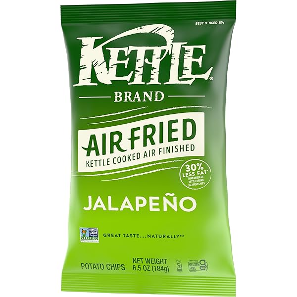 KETTLE BRAND POTATO CHIPS, AIR FRIED JALAPEÑO KETTLE CHIPS, 6.5 OZ BAG