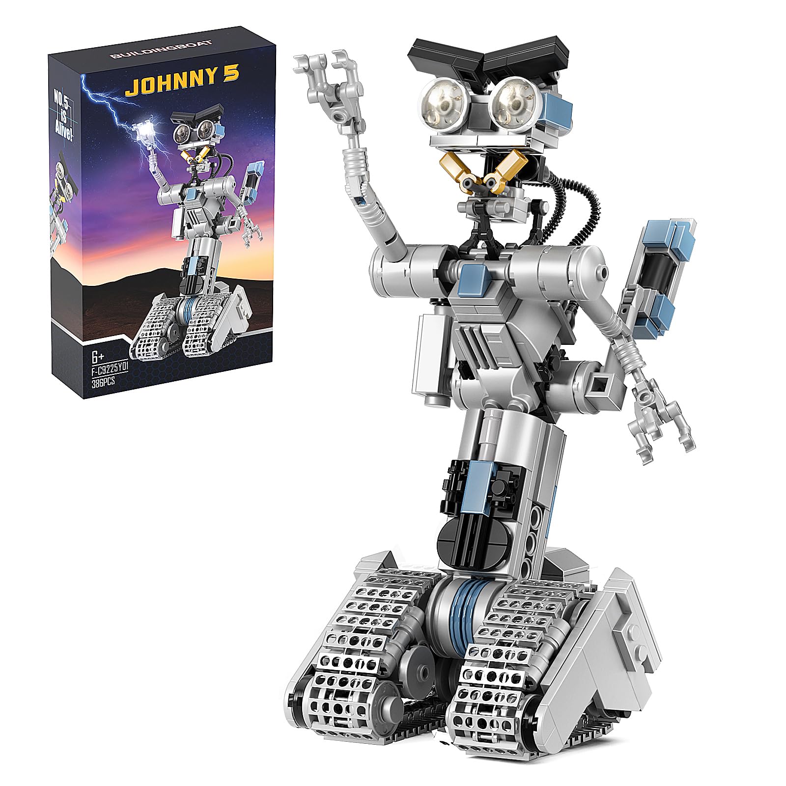 Millionspring Johnny 5 Robot Building Toy Set for Boys Girls, Robot Mecha Figures Model Toys, STEM 6+ Age Educational Halloween (386 Pcs)
