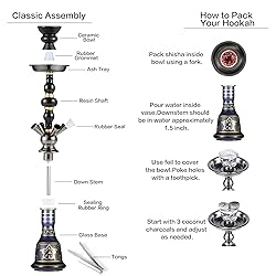 Complete Hookah Set - 4 Hose Shisha Set with Glass