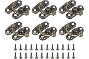 uxcell 6 Pcs Vintage Lock Clasp, 23 x 26mm Mini Swing Arm Clasp Latch Left Latch Hook Hasp with Screws for Jewelry Box Suitca