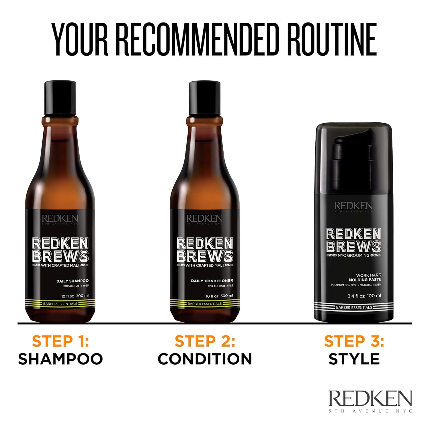 Redken Brews Molding Paste For Men, High Hold, Natural Finish, 3.4 Ounce: Premium Beauty