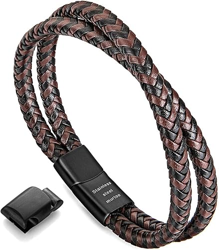 Amazon Co Jp Murtoo メンズブレスレット レザー編み ブラウンとブラックレザーブレスレット メンズ ジュエリー