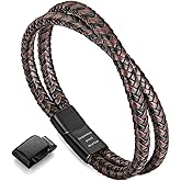 murtoo Mens Bracelet Leather Braided, Brown and Black Leather Bracelet for Men