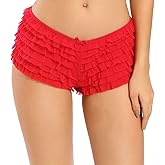 SHARICCA Womens Sexy Mesh Ruffle Panties Booty Boy Shorts Underwear