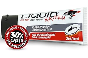Liquid Mayhem Walleye Fish Attractant Gel 60 ml / 2 oz · 60 Uses – Real Walleye Bait & Aminos | UV-Enhanced Long-Lasting Gel 
