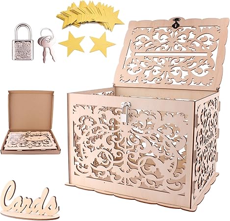 Caja de Regalo para Bodas,Wisolt [Actualizar versión/Estable] Caja de dinero Tarjetas de regalo caja bodas vintage recepciones, cumpleaños, graduaciones, baby showers 30 x 24 x 22cm: Amazon.es: Hogar