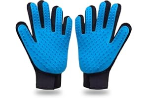 BLMHTWO 1 Pair Cat Grooming Glove Cat Dog Grooming Mitten Brush Glove Pet Hair Remover Mitt Gentle Massage Silicone Deshedding Glove Dog Washing Gloves for Long Short Fur Dogs Cats Rabbits Horse
