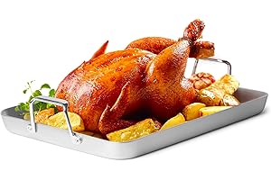 Misen Stainless Steel Roasting Pan with Handles - Versatile 5-Ply Design, Easy Grip Handles, Multi-Functional Cooking, Ideal for Baking, Searing, & Roasting, Superior Heat Conduction, Premium - 18"
