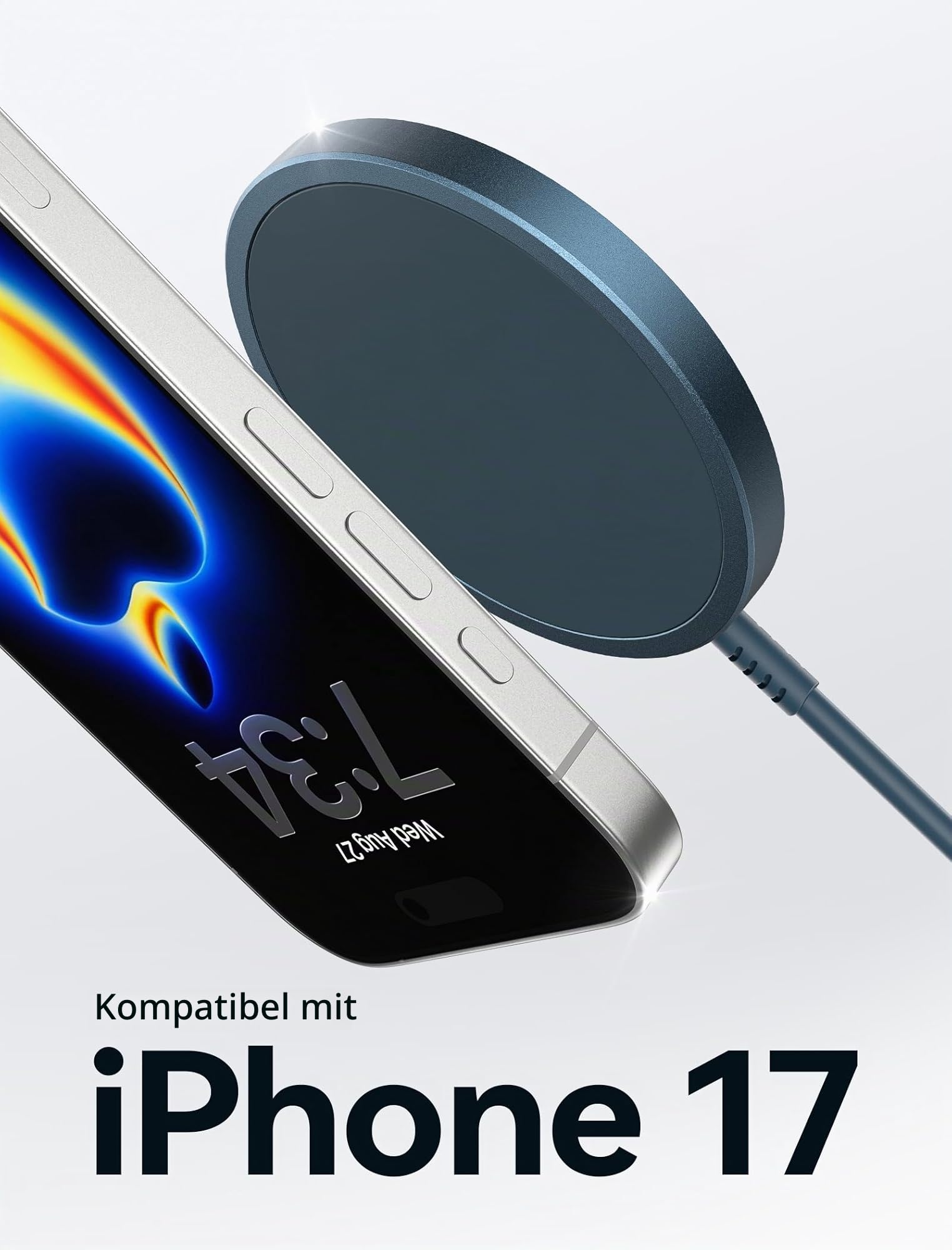Mag-Safe Ladegerät 15W, JSAUX Wireless Charger Induktive Ladestation-Blau 2