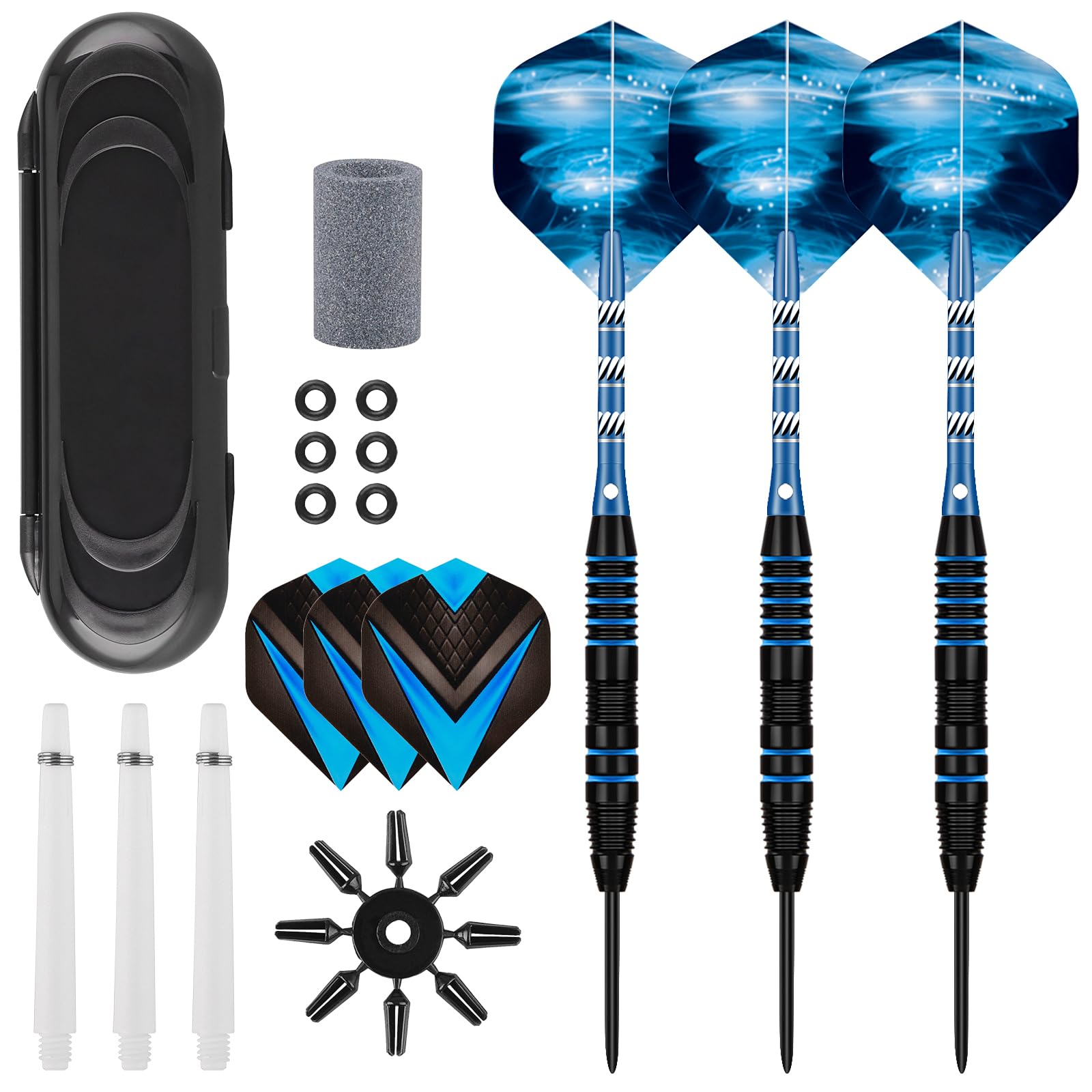 Deetenks 3 Pack Steel Tip Darts Set 22 Grams Darts Metal Tip Set Kit Professional Metal Darts with Sharpener Tool Kit Carrying Case for Dartboard