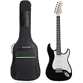 Muscab 39 Inch Electric Guitar Bag 7mm Padding Waterproof Electric Guitar Case, Electric Guitar Gig Bag Backpack with Neck Strap and Pockets, Black