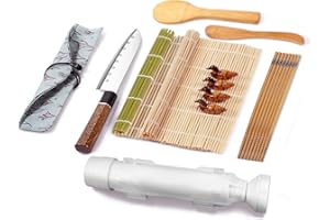 TIMDAM Sushi Making Kit for Beginners, All in One Sushi Maker Set with Sushi Mats Bamboo Roller, Sushi Bazooka, Chopsticks, Paddle, Spreader, Sushi Knife, Chopsticks Holder, Sushi Kit for Home