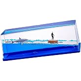 Honsheng Unsinkable Surfing Boy Wave Boat Fluid Toy in a Box bottle Acrylic Paperweight Desk Decorations Toy Gifts Liquid Wave Cruise Fluid Ship Ornament for Car