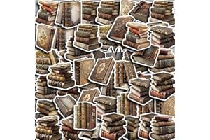 MIFUNER 50Pcs Vintage Book-Modeling Stickers Scrapbook, Self-Adhesive Waterproof Vinyl Sticker for Laptops, Aesthetic Decor Journal Stickers Planner Accessories for Luggage, Water Bottles