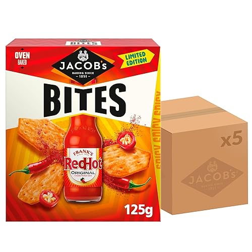 JACOB'S Bites Franks Red Hot Original Crackers, 125 g (Pack of 5)