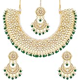 Aheli Wedding & Party Wear Faux Kundan Necklace Earrings with Maang Tikka Indian Traditional Bollywood Jewelry Set Gift for Women
