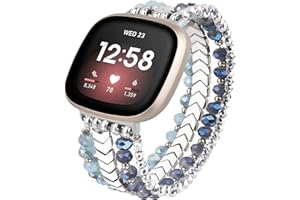 MOFREE Bracelet Compatible with Fitbit Versa 3/Versa 4 Bands/Fitbit Sense/Sense 2 Bands for Women, Handmade Fashion Elastic Beadeds Arrows Strap Replacement for Fitbit Versa 4/Versa 3/Sense 2/Sense