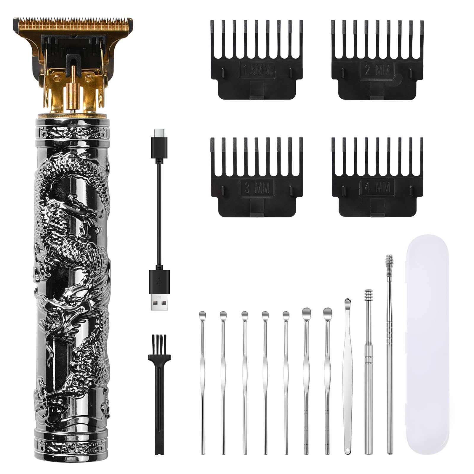 Hair Clipper with Earpick Accessories, Professional Cordless Hair Trimmer, Barber Trimmer Rechargeable T Type Classical Sculpting Texture Hair Trimmer Hair Clippers