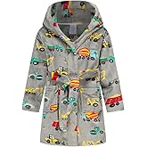HDOBHIO Boys Girls Robes Kids Toddler Flannel Hooded Bathrobe Pajamas Sleepwear 2-16 Years