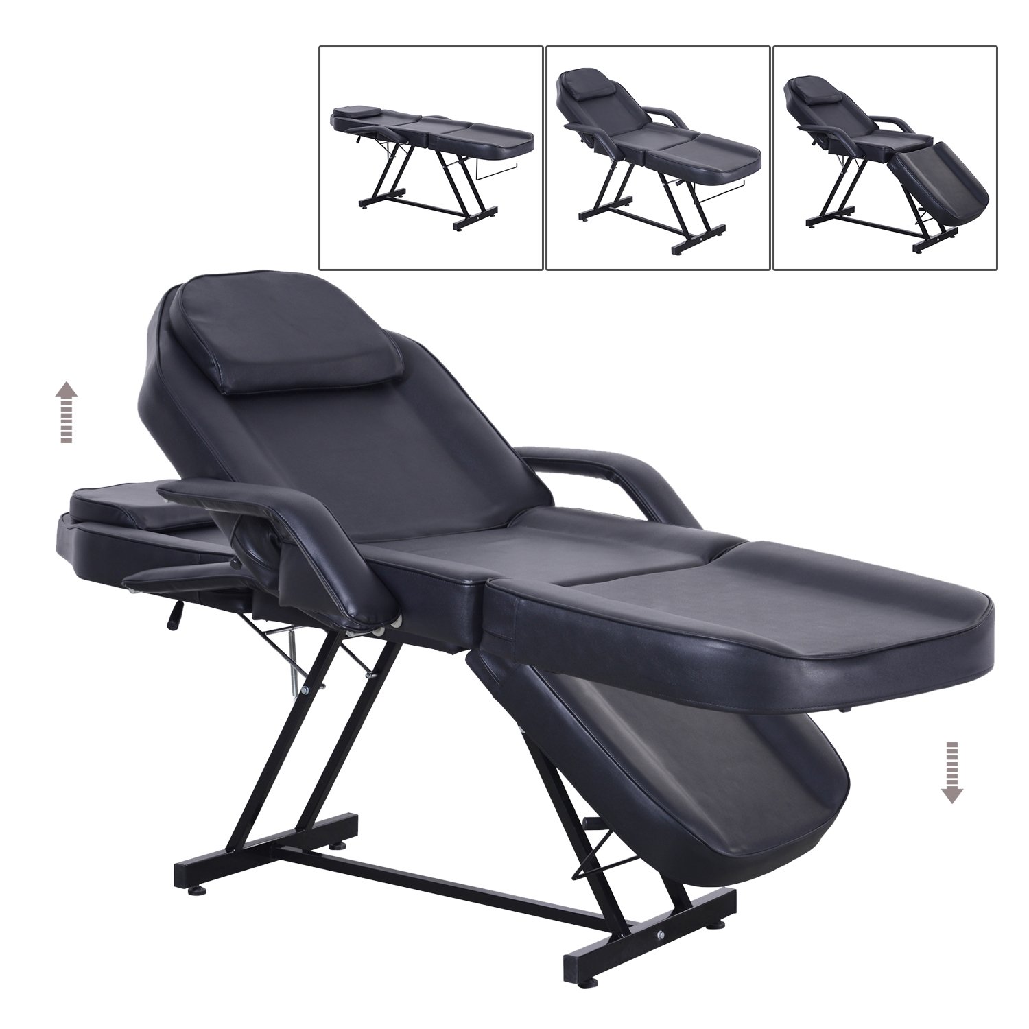 Apelila Beauty Salon Chair Massage Table Bed Folding Therapy SPA Bed Facial Tattoo Chair Black: Beauty