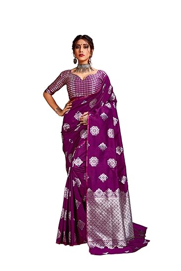 Winza Designer Womens Banarasi Silk Saree With Blouse (Bhagyashree)
