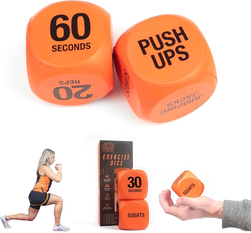 Phoenix Fitness Exercise Dice Orange - Full Body Cardio HIIT Workout Dice