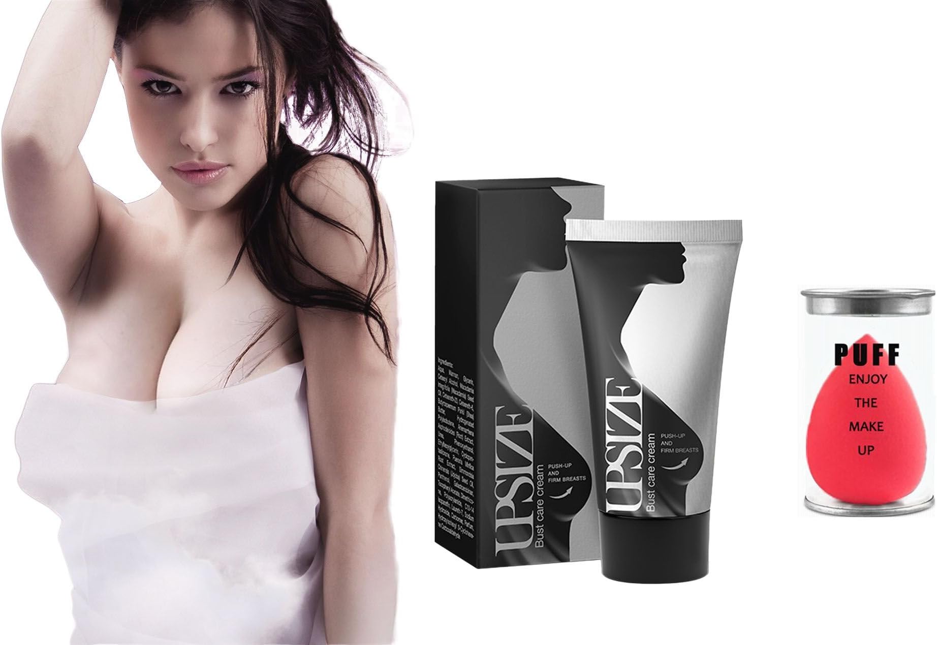 Hie UpSize Cream Breast Enlargment Cream +powder puff