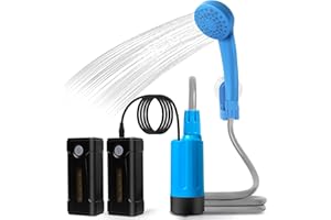 AZXJC Portable Outdoor Shower with LED Lighting, Battery-Driven Pump for Beaches, Camping, Gardens & Hiking