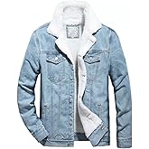 FIILIMER Men's Fleece Lined Jean Jacket Winter Sherpa Windbreaker Cotton Denim Trucker Jacket