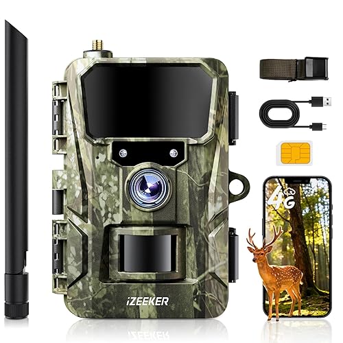iZEEKER 2-in-1 Cloud 4G & Standard Wildlife Camera, 2K HD 32MP Trail Camera with Night Vision Motion Activated, App Control Time Lapse Loop Recording No WiFi IP66 Waterproof with Sim Card for Wildlife