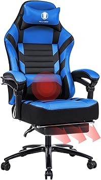 Killabee Big And Tall 350lb Massage Memory Foam Gaming Chair Office Chair Blue Ebay