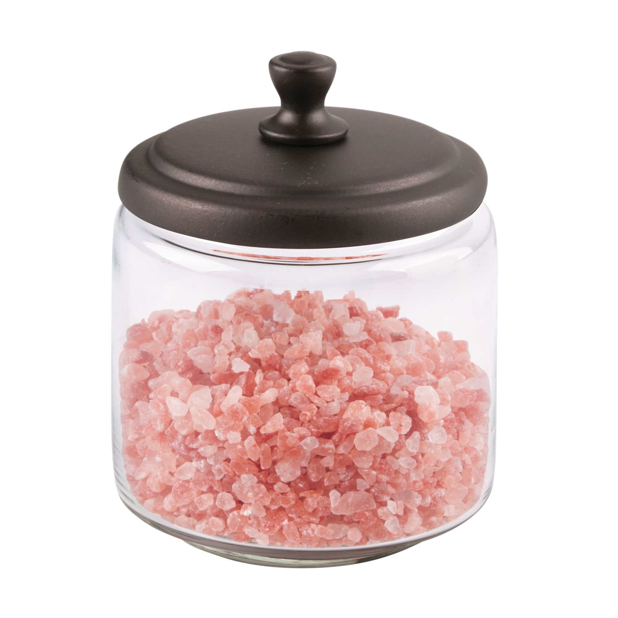 iDesign York Bathroom Vanity Glass Apothecary Jar for Cotton Balls
