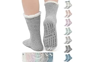 Bulinlulu Fuzzy Socks for Women with Grips Plush Fuzzy Socks Sleep Cozy socks Sleep Socks Winter Soft Fluffy Socks