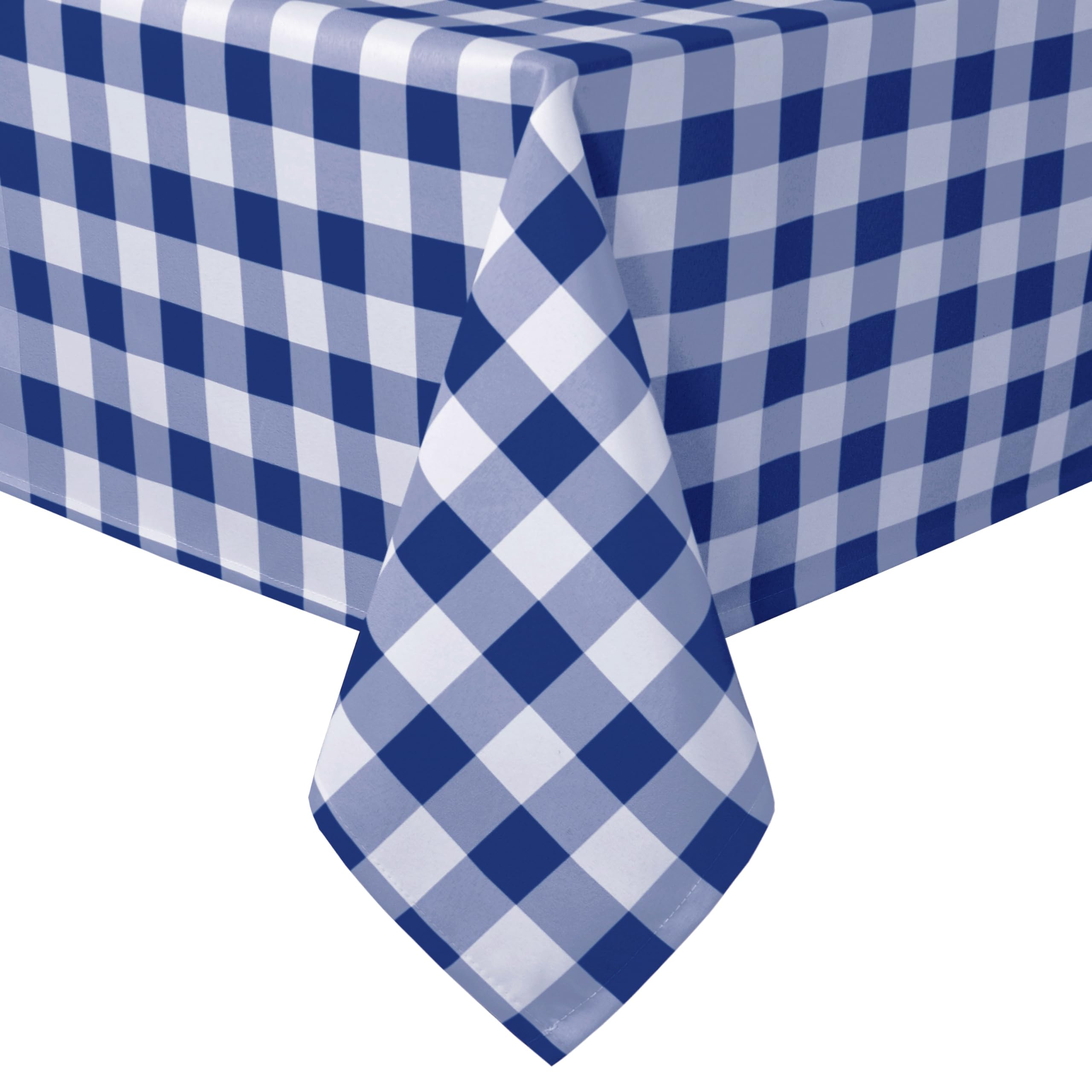 Photo 1 of Hiasan Checkered Square Tablecloth - Stain Resistant, Waterproof and Wrinkle Resistant Washable Table Cloth for Dining Room and Outdoor Use, 60 x 60 Inch, Navy Blue and White Gingham Pattern