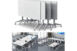 JNMDLAKO Folding Conference Table 4PCS Long Folding Table 4.5FT Modern Large Mobile Meeting Table Conference Room Tables with Silent Wheels Seminar Table for Office Training Classroom (55" * 23.6" * 29.5")