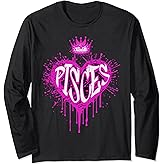 Pisces Graffiti Airbrush Heart Zodiac Sign Astrology Product Long Sleeve T-Shirt