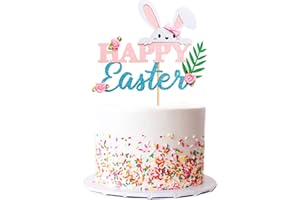 Giga Gud Rabbit Cake Topper, 1Pc White Bunny Flower Easter Decoration