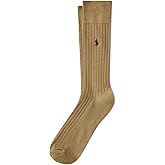 POLO RALPH LAUREN mens Egyptian Cotton Ribbed Dress Slack Crew Socks - 1 Pair Pack - Embroidered Pony