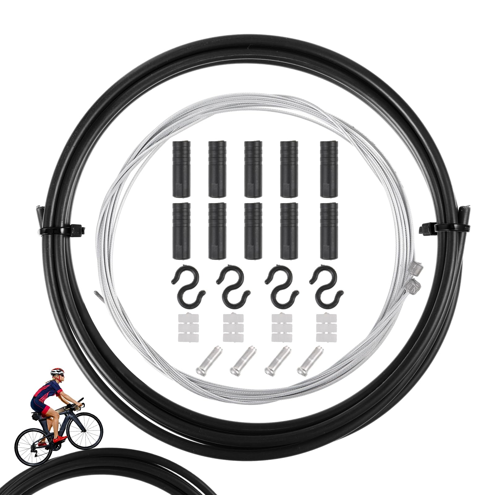 zhibeisai 2pcs Universal Bicycle Shifter Cables Set Bicycle Change Cable for Bike Derailleur Cable Hose Kit for Mountain Road Bike Repair