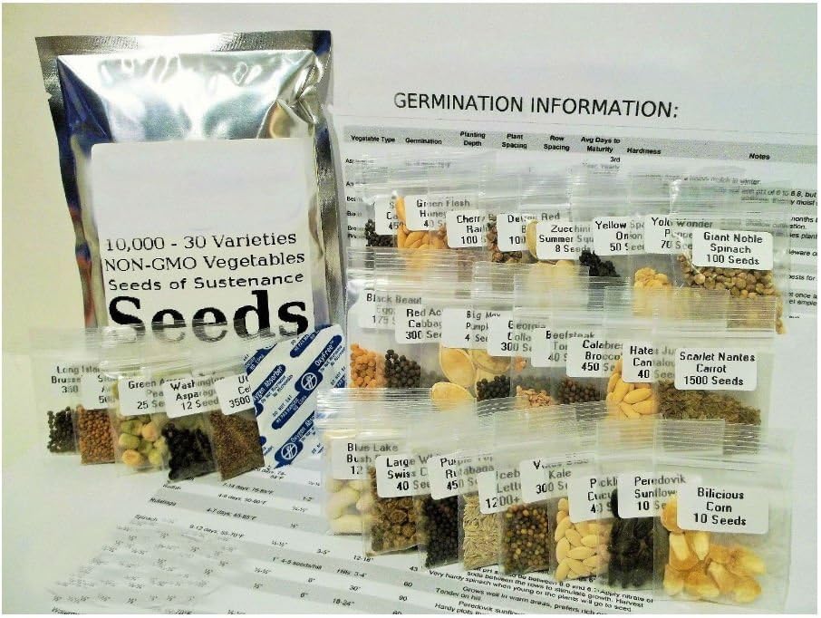 13400+ NON-GMO Seed Pack 33 Vegetable Variety Garden Emergency Survival Food Kit