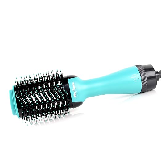 Alan Truman The Blow Brush, Hair Dryer & Volumizer Hot Air Brush 4 in 1 Dryer Curler straightener & Brush (Green)