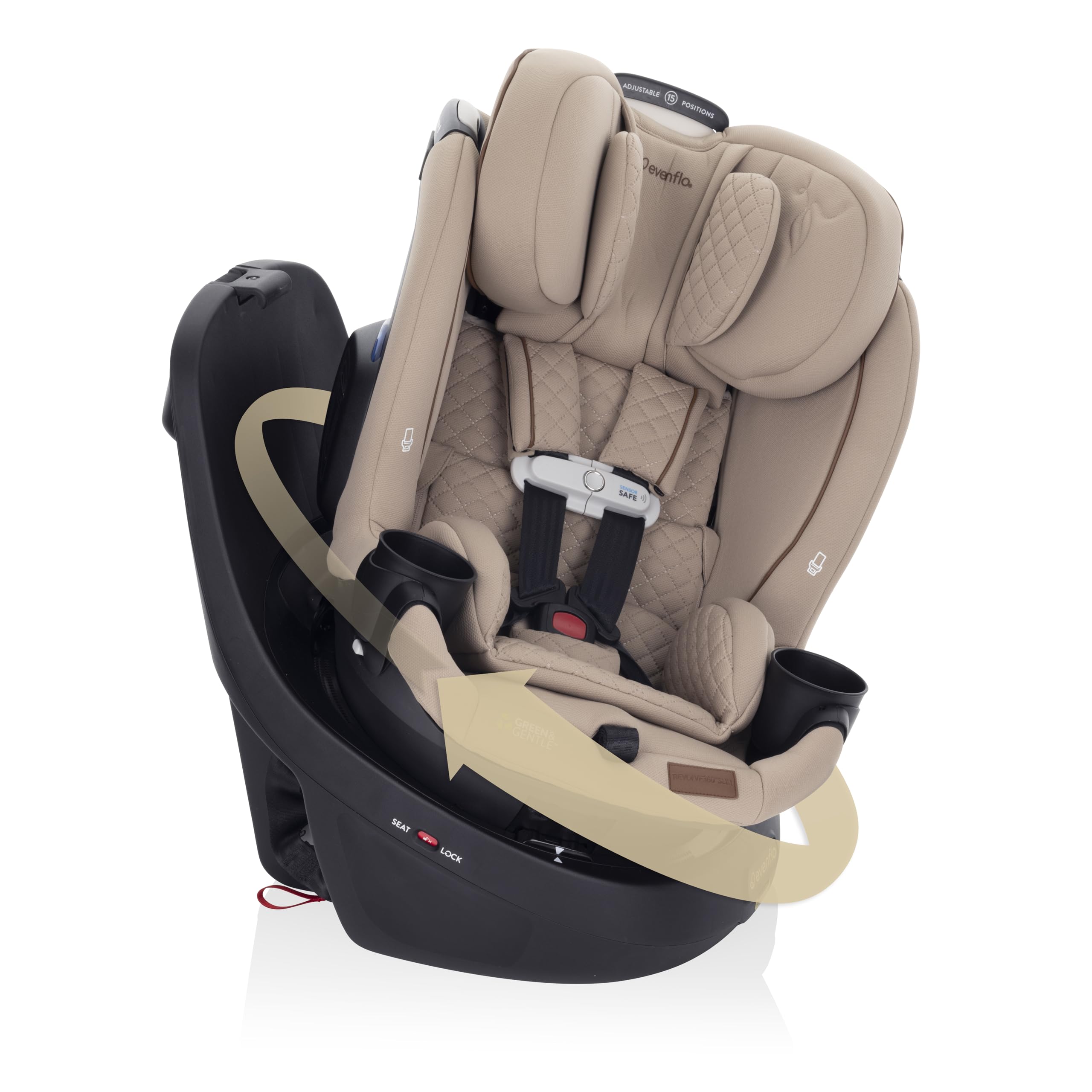 Photo 1 of Evenflo Revolve360 Slim 2-in-1 Rotating Car Seat with Green & Gentle Fabric (Travertine)