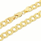 Nuragold 10k Real Yellow Gold Cuban Curb Link 7.5mm Chain Necklace (20"-30") Italian Jewelry for Men