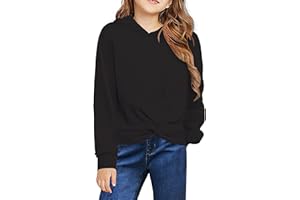 Hopeac Girls Hoodie Sweatshirt Tie Dye Twist Front Casual Loose Long Sleeve Cute Clothes Crop Top Pullover