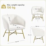 Yaheetech Boucle Tub Chair Modern Upholstered Armchair White view 3