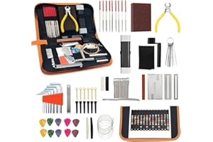 GIWAELRO 72 PCS Guitar Tool Kit for Set Up, Intonation Adjustment and Repair, Guitar Maintenance Kit for Guitar Bass Banjo and Ukulele, Guitar Gift for Guitar Enthusiast